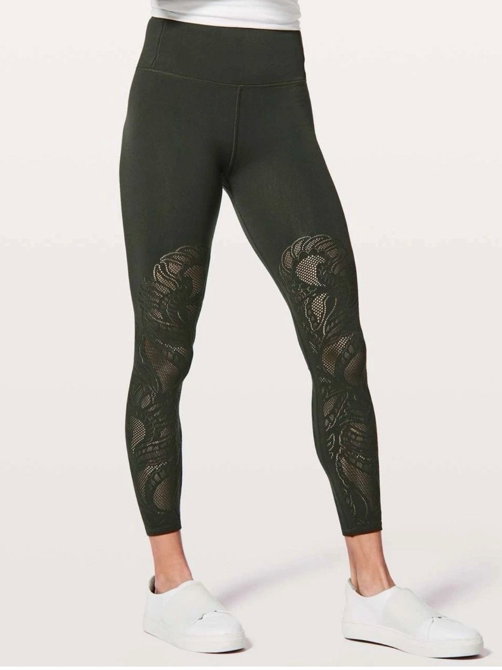 lululemon Reveal Tight Lattice Paisley 28” – Dark Olive – Size 6